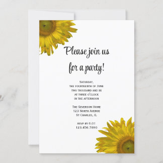 Yellow Sunflower Party Invitation