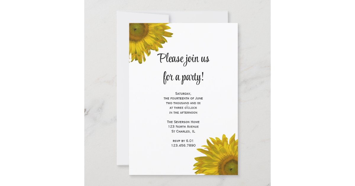 Yellow Sunflower Party Invitation | Zazzle