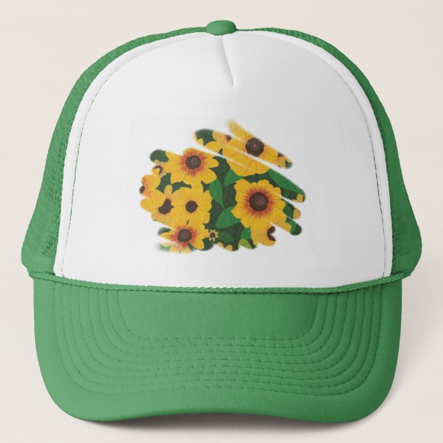 Yellow Sunflower Patch Brushstroke Style Hats (Front)
