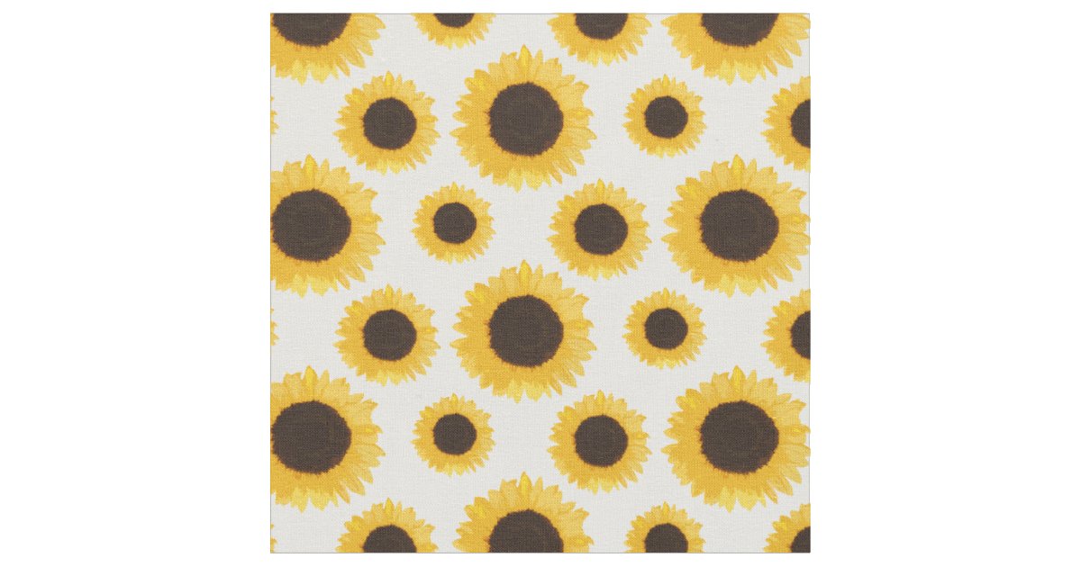 Yellow Sunflower Pattern Fabric | Zazzle