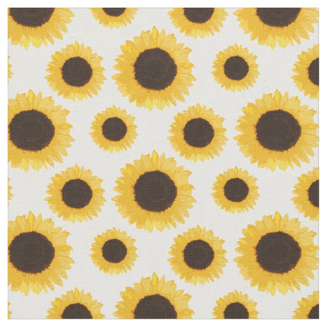 Yellow Sunflower Pattern Fabric (Close Up)