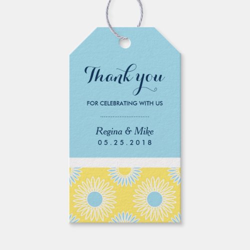 Yellow Sunflower Pattern Gift Tags for Wedding