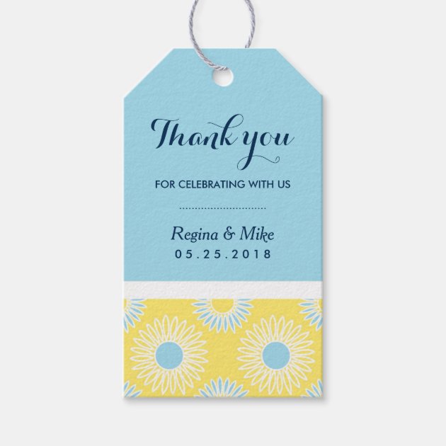 Yellow Sunflower Pattern Gift Tags For Wedding
