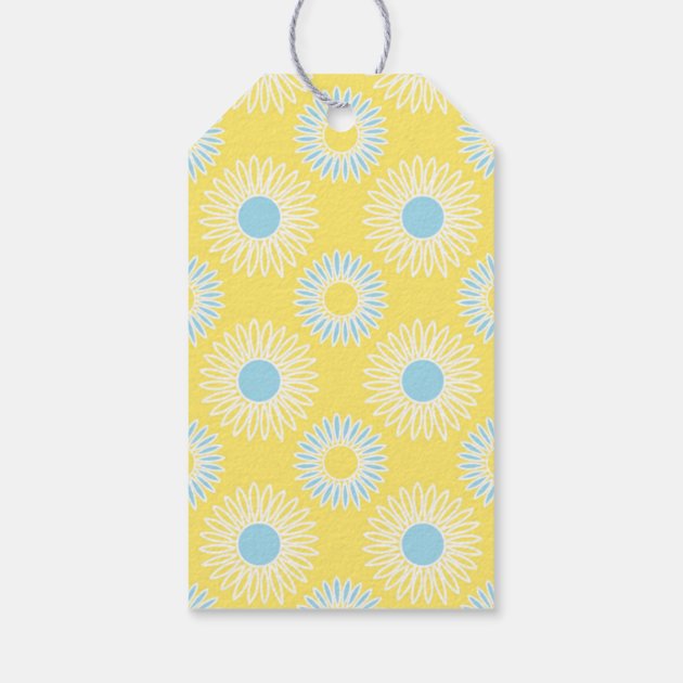 Yellow Sunflower Pattern Gift Tags For Wedding