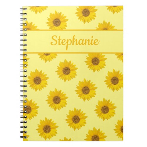 Yellow Sunflower Pattern Name Notebook