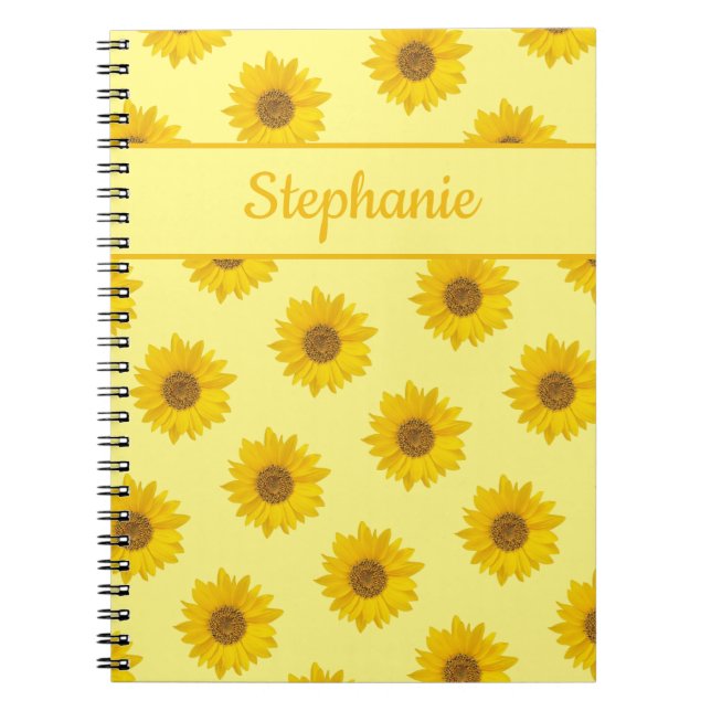 Yellow Sunflower Pattern Name Notebook (Front)