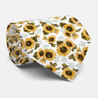 Yellow Sunflower Pattern Neck Tie