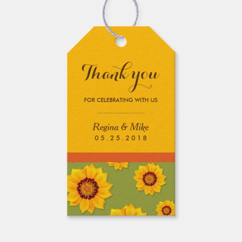 Yellow Sunflower Pattern Party Favors Gift Tags