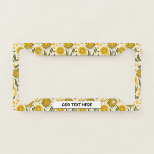 Yellow Sunflower Pattern Personalized Your Text License Plate Frame