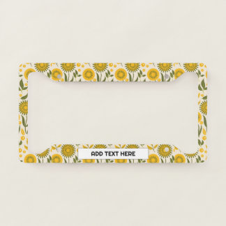 Yellow Sunflower Pattern Personalized Your Text License Plate Frame