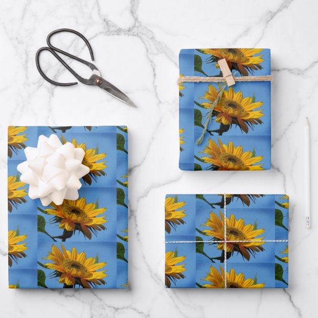 Yellow Sunflower Pattern Wrapping Paper Set