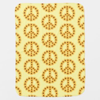 Yellow Sunflower Peace Signs Baby Blankets