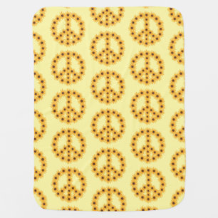 Yellow Sunflower Peace Signs Baby Blankets