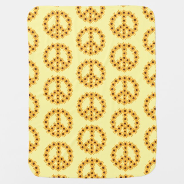 Yellow Sunflower Peace Signs Baby Blankets (Front)