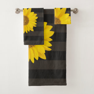 Yellow Sunflower Personalized Floral Bath Towel Set