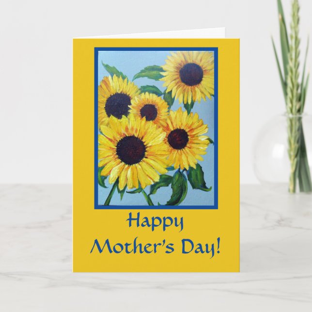 Yellow Sunflower  Personalized Mother's Day Card (Front)