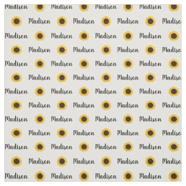 Yellow Sunflower Personalized Name Fabric (Swatch)