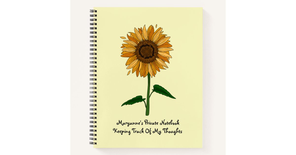 Yellow Sunflower Personalized Name & Message Notebook | Zazzle