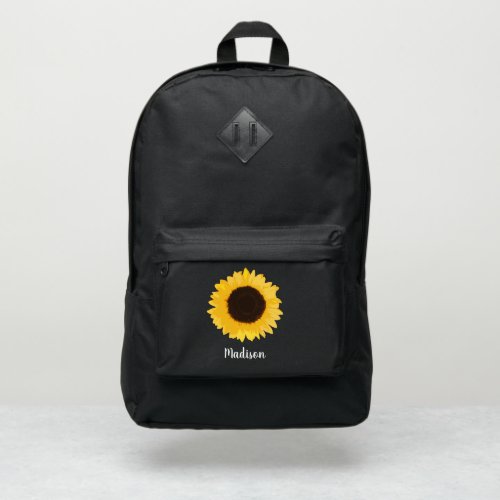 Yellow Sunflower Personalized Name Port Authority Backpack