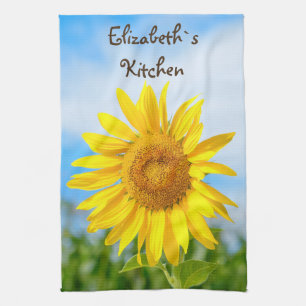 Yellow Sunflower Personalized Name Towel