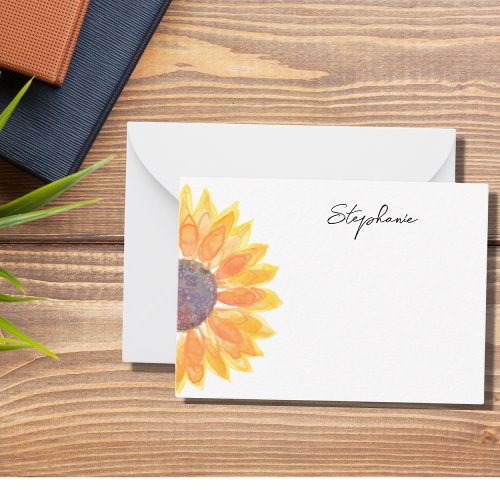 Yellow Sunflower Personalized  Note Card