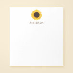 Yellow Sunflower Personalized Notepad<br><div class="desc">Custom sunflower personalized notepad. Easily change the font style and color using the online template tools. Makes a great gift for yourself or for a friend.</div>