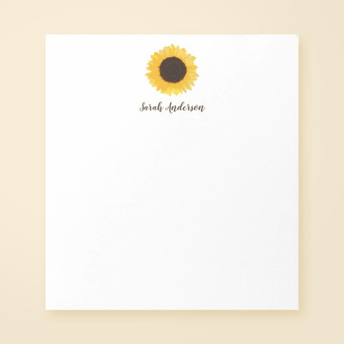 Yellow Sunflower Personalized Notepad