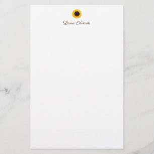 Yellow Sunflower Personalized Stationery Paper