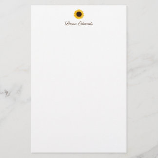 Yellow Sunflower Personalized Stationery Paper