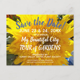 Yellow Sunflower Photo Garden Tour Save the Date Invitation Postcard