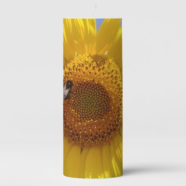 Yellow Sunflower Pillar Candle (Front)