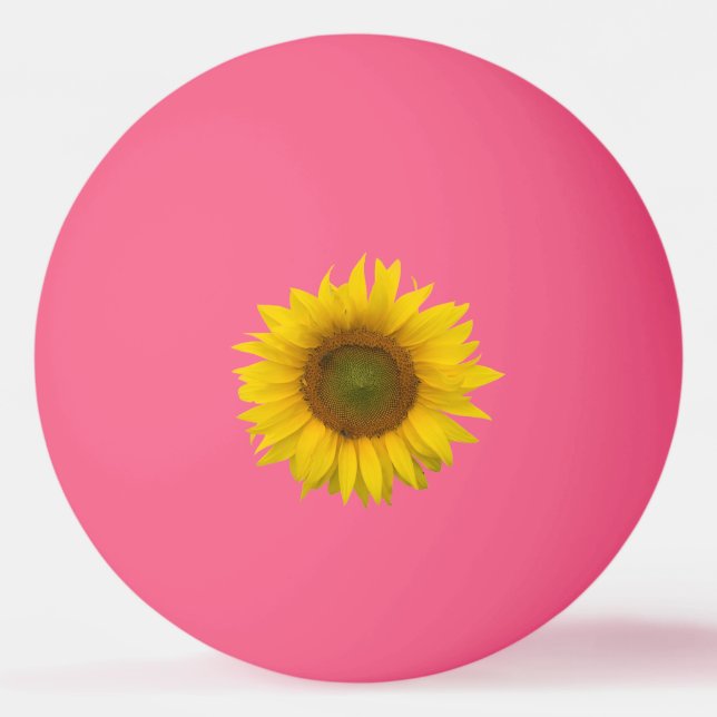 Yellow Sunflower Pink Ping Pong Ball (Front)