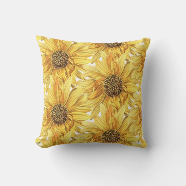Yellow Sunflower Porch or Patio Outdoor Pillow (Front)