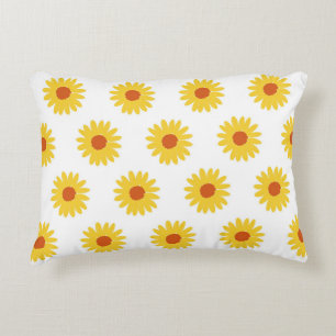Yellow Sunflower Pretty Retro Y2K Pattern Accent Pillow