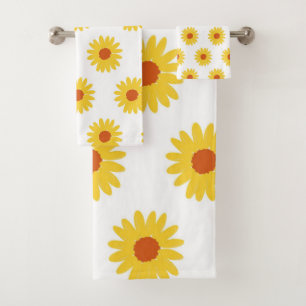 Yellow Sunflower Pretty Retro Y2K Pattern Bath Towel Set