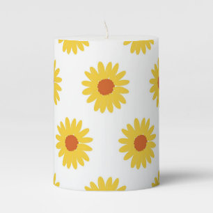 Yellow Sunflower Pretty Retro Y2K Pattern Pillar Candle