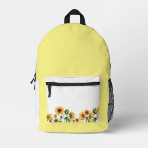 YELLOW SUNFLOWER PRINTED BACKPACK
