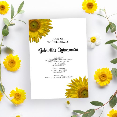 Yellow Sunflower Quinceanera Invitation