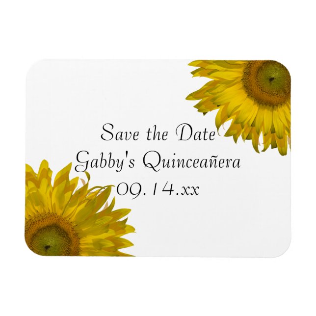 Yellow Sunflower Quinceanera Save the Date Magnet (Horizontal)