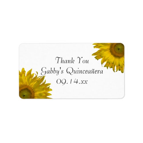 Yellow Sunflower Quinceanera Thank You Favor Tags