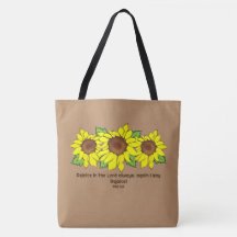 Yellow Sunflower Rejoice in the Lord Tote Bag