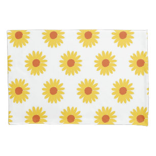 Yellow Sunflower Retro Y2K Bold Playful Floral Pillow Case