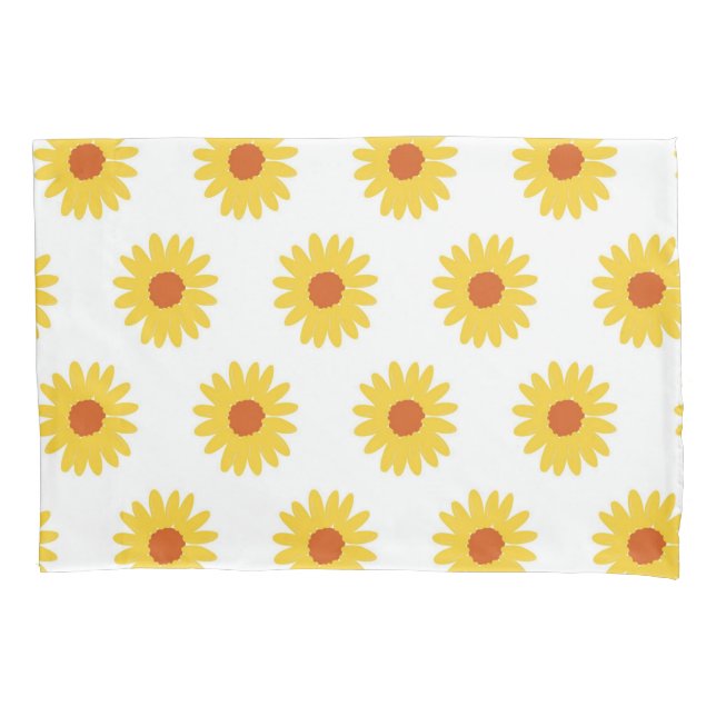 Yellow Sunflower Retro Y2K Bold Playful Floral Pillow Case (Front)