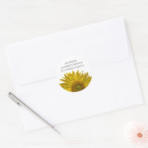 Yellow Sunflower Return Address Classic Round Sticker