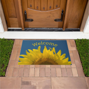 Yellow Sunflower Rising Welcome Doormat