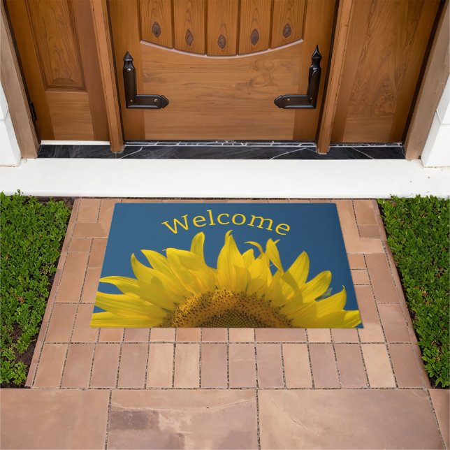 Yellow Sunflower Rising Welcome Doormat (Outdoor)