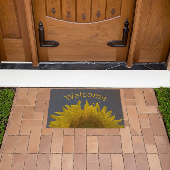 Yellow Sunflower Rising Welcome Fiber Doormat (Insitu (Outdoor))