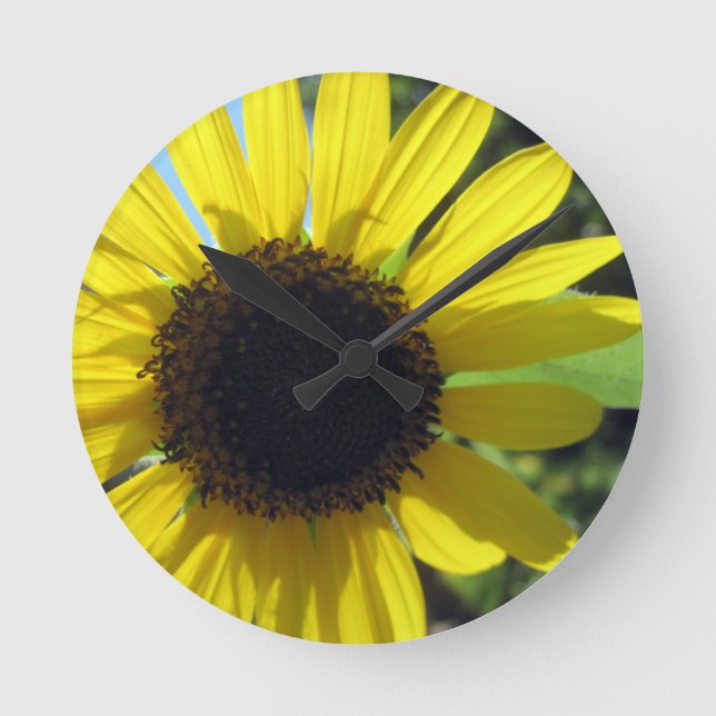 Yellow Sunflower Round Clock (Front)
