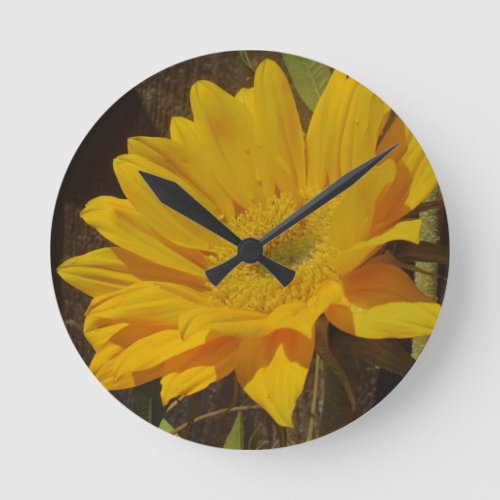 Yellow Sunflower Round Clock