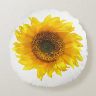 yellow sunflower round pillow